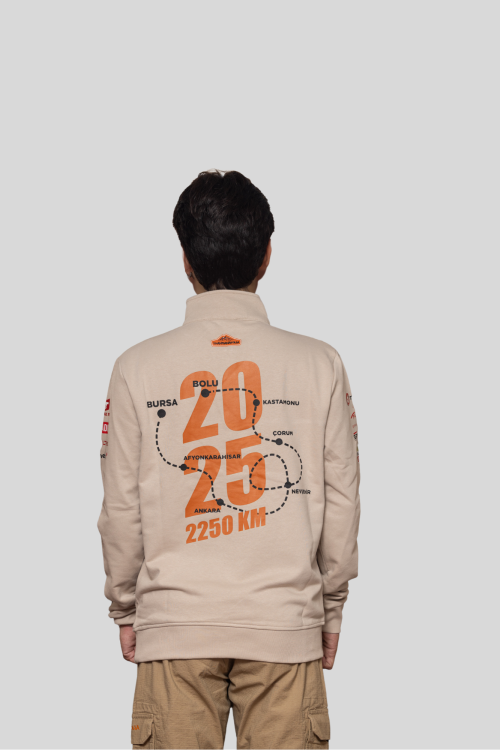 TA 2025 HALF ZIP HOODIE - BEIGE